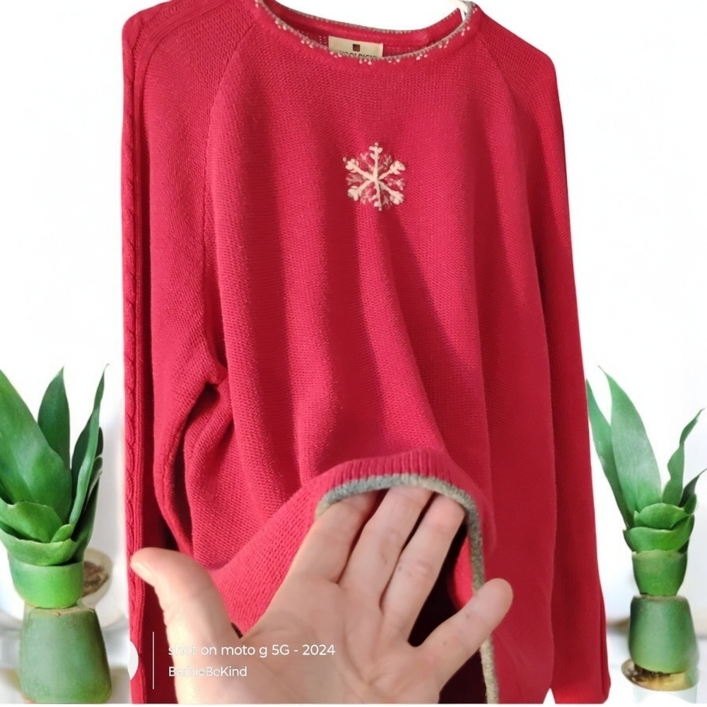 Woolrich Snowflake Sweater Ruby Red Lambswool Tri… - image 2